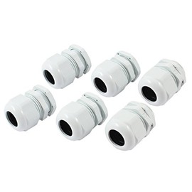 uxcell PG21 28mm Male Thread Dia White Plastic Connector Cable Gland 6 Pcs