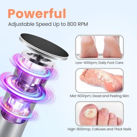 TAOMAND Electric Foot Callus Remover with 36 in 1 Pedicure Kit | Adjustable Speed | Mini Portable | 60 Pcs Sandpaper Discs | Professional Electric Callus Remover for Feet for Dead Skin and Calluses