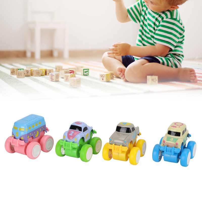 4pcs Pull Back Car Toys Cartoon Q Version Alloy Vehicle