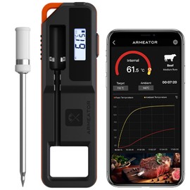 Wireless Bluetooth Meat Thermometer with Dual Sensors- Long Range Bluetooth Meat Thermometer for Grill, Air Fryer, Oven Real Time Instant Read Monitoring
