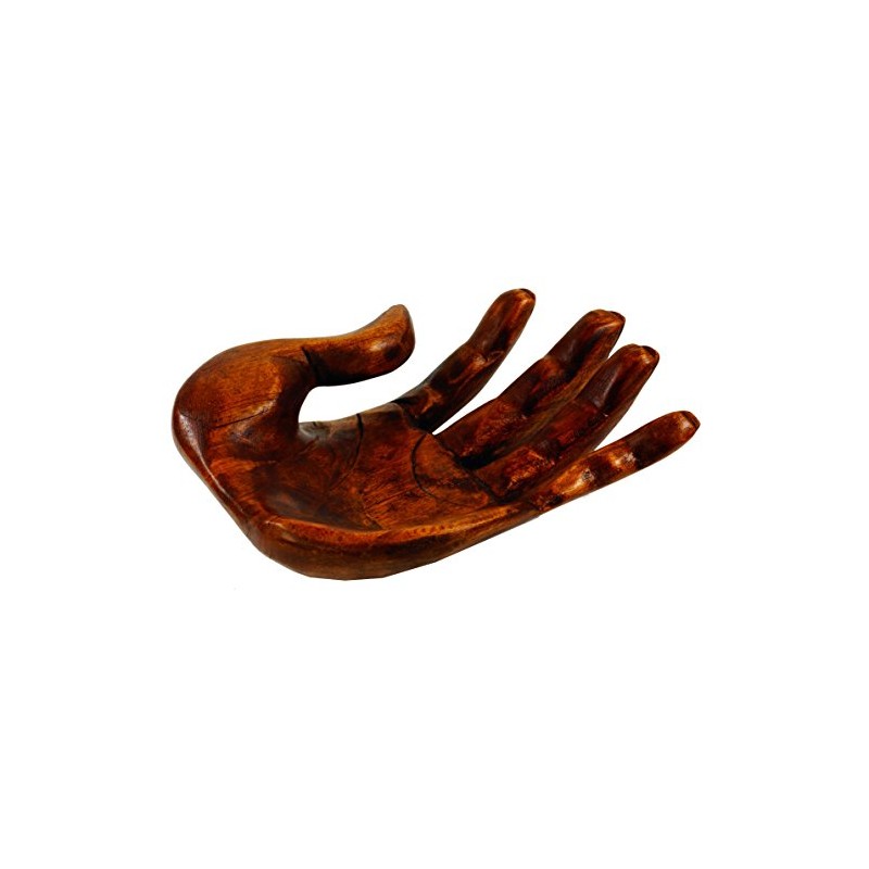 GURU SHOP Wooden Fruit Bowl in Hand Shape Left Hand