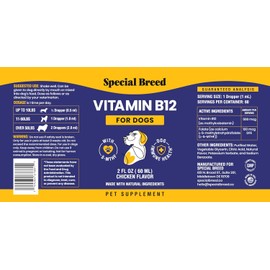 Liquid Vitamin B12 for Dogs – Methylcobalamin and 5-MTHF – Boosts Energy, Appetite, Mood & Immune System Support, Easy-to-Use Dropper - Chicken Flavor, 2 fl oz