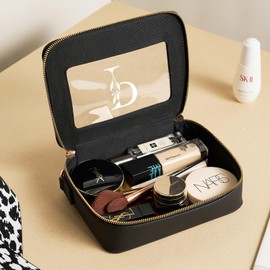 AW BRIDAL Monogram Makeup Bag Small Clear Makeup Bag Clear Toiletry Travel Bag with Shoulder Strap Small Clear Cosmetic Bag Travel Toiletry Bags for Women Clear Makeup Bag with Zipper, Letter P