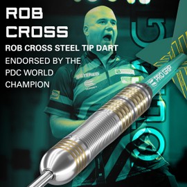 Target Darts Rob Cross 22G Brass Steel Tip Darts Set - Tension Dart Set, Rob Cross Player Edition, Complete Steel Tip Darts Kit, Storage Wallet Included
