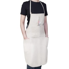 Cotton Black Bib Apron 2 Pack with 4 Pockets Adjustable Straps Cooking Baking BBQ Art Aprons for Women Men Adults - Color: white