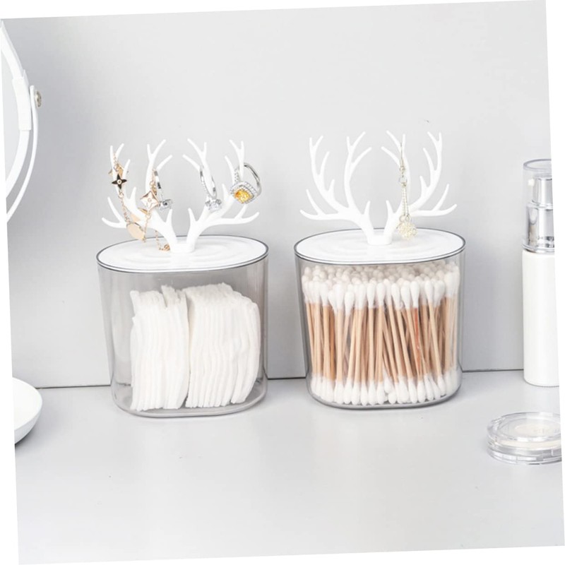 Ciieeo Cotton Holder with Lid Makeup Organizer for Cotton Swabs
