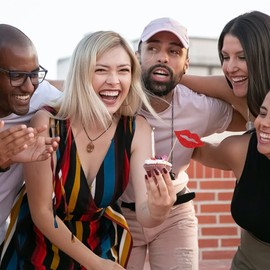 40 Sets Photo Props Photo Lips Funny DIY Picture Party Disguise Props Valentine Selfie Accessories Valentines Day Cupcake Pick Cupcake Toppers Welcome Wedding Supplies Paper