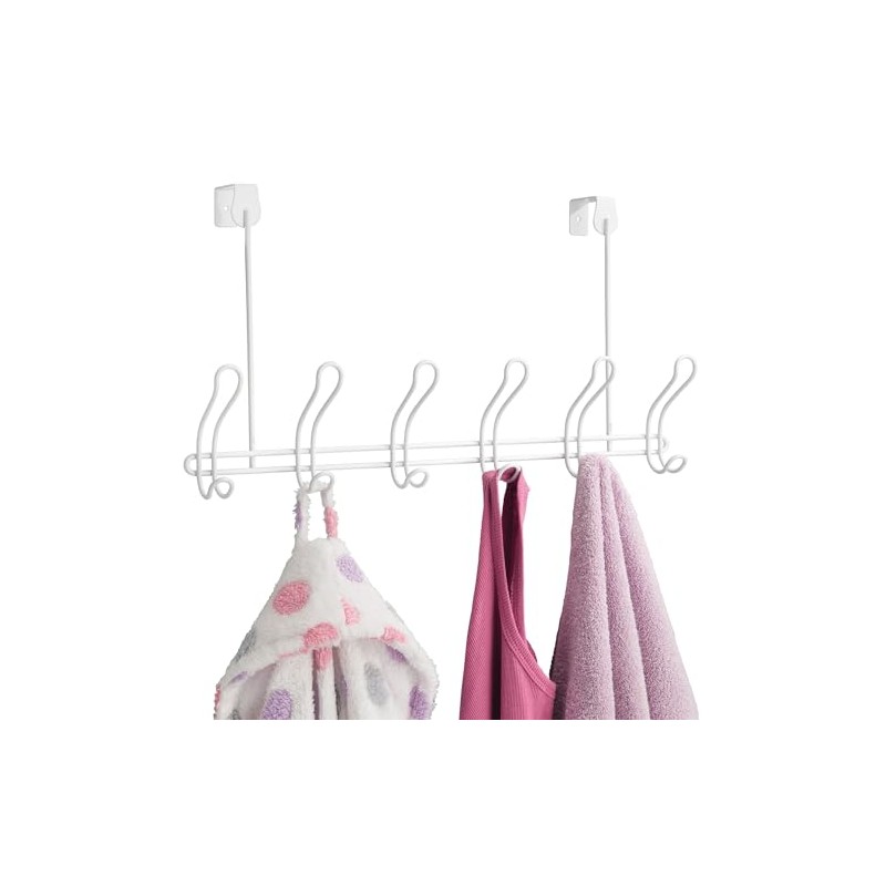 iDesign Door Classico Collection – White OTD 6 Hook Rack