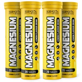 Magnesium Lemon Flavour Effervescent Tablets -80 Magnesium Tablets for Normal Muscle funcions,Suitable for Vegans and Vegetarians, Magnesium 375 mg per Serving