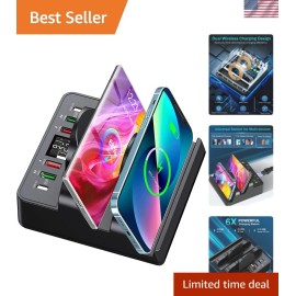 Multi-Port Wireless Charging Station: 8-in-1 with QC & PD Fast Charge Technology