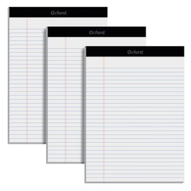 Oxford 8.5 x 11.75 Inch Legal Pads, 3 Pack, Wide Ruled on Both Sides, White Paper, 50 Perforated Sheets Per Writing Pad, Proudly Made in the USA (1017036)