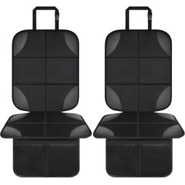 Musclez Car Seat Protector for Child Car Seat, Baby Car Seat Cover Waterproof 600D Fabric Padding Non-Slip Backing 2 Mesh Pockets, Carseat Protector for Travel Vehicles Baby Pets (Black-2pcs)