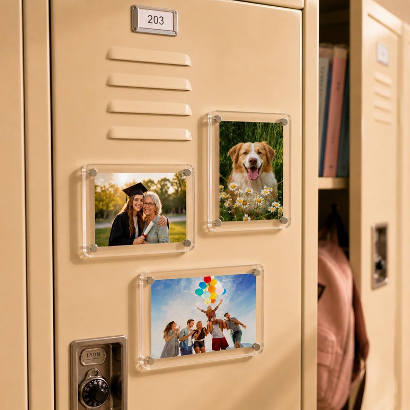 Hugloogn 12PCS Magnetic Acrylic Photo Frames,2.36 x 3.54 Inch Double