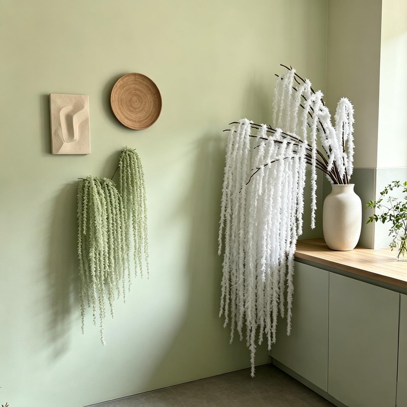4 PCS White Artificial Yarn Amaranthus for Decor