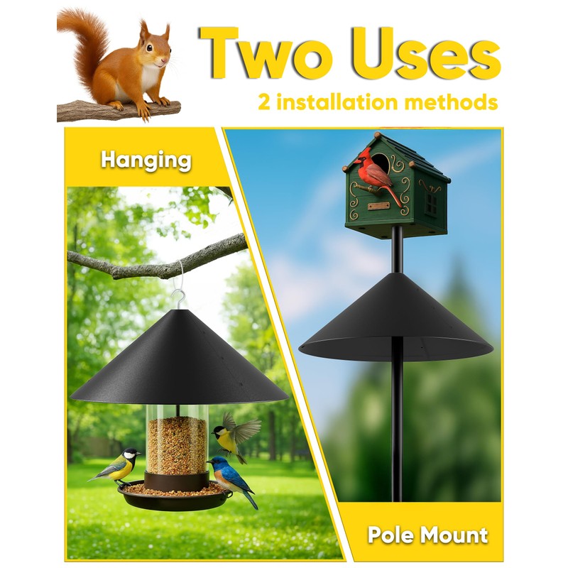 19 Inch Metal Squirrel Baffle for Bird Feeder Pole, Squirrel