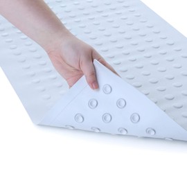 SlipX Solutions White Extra Long Rubber Safety Bath Mat (18 x 36 Inch, 220 Suction Cups, Great Non-Slip Coverage)