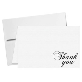 Thank You Card - 5 x 7" Inches Half-Fold Greeting Cards with Envelopes - Elegant Design Linen textured Card - Blank on the Inside - For Weddings, Baby Shower, Graduation and All Occasion | 5" x 7"