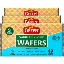 Gefen Vanilla Wafers, 14oz (3 Pack - 30 Wafers Each) | Vanilla Flavored Wafer Cookie | Nothing Artificial | Crunchy & Delicious | Kosher