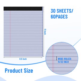 3pcs Legal Pads 8.5 x 11, Note Pads, College Ruled Notebook, Purple Note Pads, Writing Pads, Notepads 8.5 x 11, Memo Pad Paper Pads Perforate, Ruled Line Notebooks for Work, School, Office