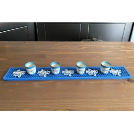 Milagro Tequila Bar Rail 24” x 3.5” & (4 Pcs) Ceramic Shot Glasses Set Bar Decor