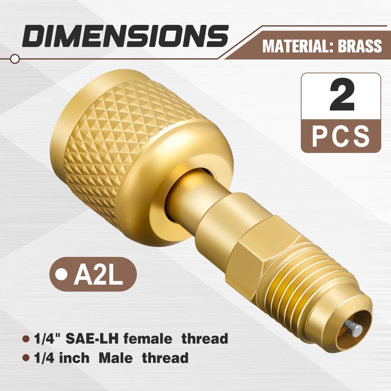 Otoolling 2 Pcs A2L R454B R32 Refrigerant Brass Adapter 1/4"