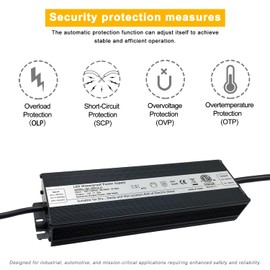 KBLEDLAMP LED Driver 300W 12V Power Supply, IP67 Waterproof, AC 100-130V to DC 12V 25A Low Voltage Transformer Converter Power Adapter with 3-Prong Plug for Outdoor LED Lights Industrial Landscape