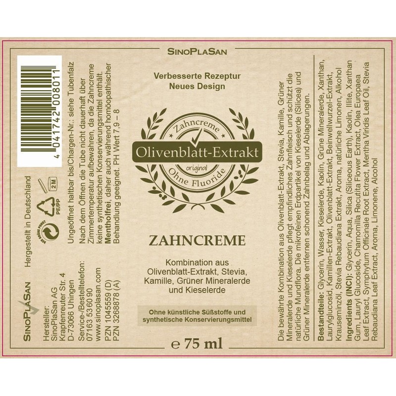 Olive Leaf Extract Zahnpa, 75 ml