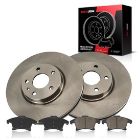 Torchbeam 54196+D1653 Front Disc Brake Rotor and Ceramic Brake Pad Set Kit for 2013-2020 Ford Fusion, 2013-2016 Lincoln MKZ, Brake Pads and Rotors Kit, 6pcs