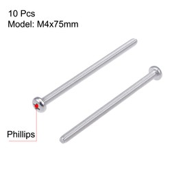 sourcing map M4x75mm Machine Screws Pan Phillips Cross Head Screw 304 Stainless Steel Fasteners Bolts 10Pcs