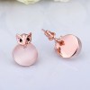 LZD 18K Rose Gold Epoxy Cateye Drop Stud Earrings L94