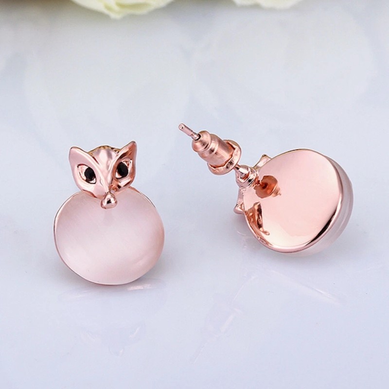 LZD 18K Rose Gold Epoxy Cateye Drop Stud Earrings L94