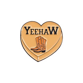 Yeehaw Cowgirl Boots Heart Brooch Pin for Women Girls Men Western Cowboy Costume Love Hearted Enamel Pins Lapel Sweater Dress Hat Bags Badges Jackets Jeans Suit Brooches Boho Jewelry Gifts