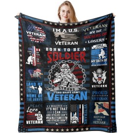 QUWOGY Veterans Day Gifts/Decorations Bulk - Vietnam Veteran Gifts Blanket 60"x50" - Veteran Gifts for Men - Navy/Air/Army Veteran Gifts Blankets - Unique Gifts for Veterans - Hard Head Veterans