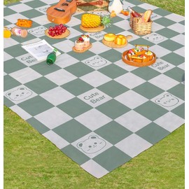 Dusenly Disposable Outdoor Picnic Mat Waterproof Cute Picnic Blanket Beach Mat for Beach Camping Grass Lawn Park with 4 Ground Nails