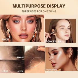 Long-lasting Liquid Contour Stick with Built-in Sponge Tip for Sculpted Complexion, Cream Face Concealer, Waterproof and Smooth Shimmer Bronzer, Highlighter Makeup Contour Stick