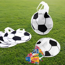 KERINGO 16 PCS Soccer Party Favor Bags Ball Themed Goodie Candy Snacks Bag Soccer Gift Bags Non Woven Gift Bags for Kids Adults Sport Party Supplies