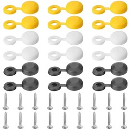 CATOR 72 Pieces License Plate Screws and Caps, 36 Screws and 36 Caps License Plate Screws Fixing Kit, White, Yellow and Black Caps, License Plate Fixing Kit, Car Number