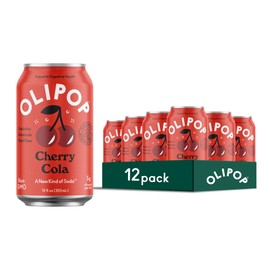 OLIPOP OLIPOP Prebiotic Soda Pop, Cherry Cola, Pantry Pack Packed with Prebiotics, Fiber, and Botanicals, Gluten Free, Vegan, GMO Free, 12oz (12-Cans)