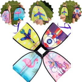 Bea's Party 10 Pack Mini Kites with Slingshots, No Strings, Easy to Fly, Funny for Outdoor Sports, Details, Birthday Gifts, Guest, Kids, College (Unicorn Flamingo)