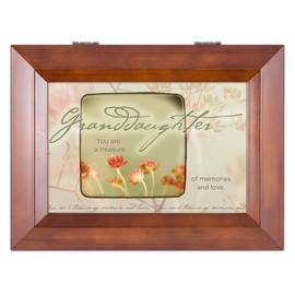 Cottage Garden Granddaughter You are a Treasure Dark Wood Finish Jewelry Music Box - Plays Tune You are My Sunshine