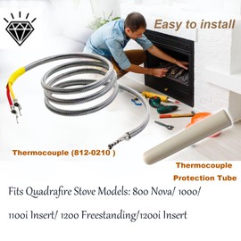 Replacement Thermocouple, Protection Tube Bundle kit fit for Quadra-Fire 800, 1000, 1100i, 1200, 1200i Pellet Stoves