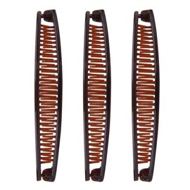 1st Choice 3 Pieces Clincher Combs Banana Combs Banana Clip Grip Comb Fishtail Fish Hair Lady Fish Shape Ponytail Banana Clip Girls Long Women Clamp Accessory (Brown)