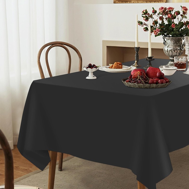 YSYJ 3 Pack Black Plastic Tablecloth Disposable Rectangular Table Cloth
