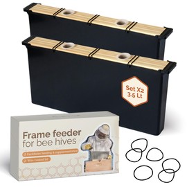 Subernig - Bee Hive Feeder - Beeswax-Treated Wood -2 Bee Feeders for Hives (3.5L-19Lx8.6Hx1.9W)In -Easy to Use and Clean -Feeding and Supplementation -Essential Beekeeping Equipment for Honeybee Hives