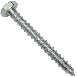 AERZETIX - C44560 - Set of 50 - Key Screws - Wood Screws M6x50mm - Hexagonal Head 6 Sides - DIN571 - Galvanised Steel - Mounting Fixing Roof Plywood Plywood Panels