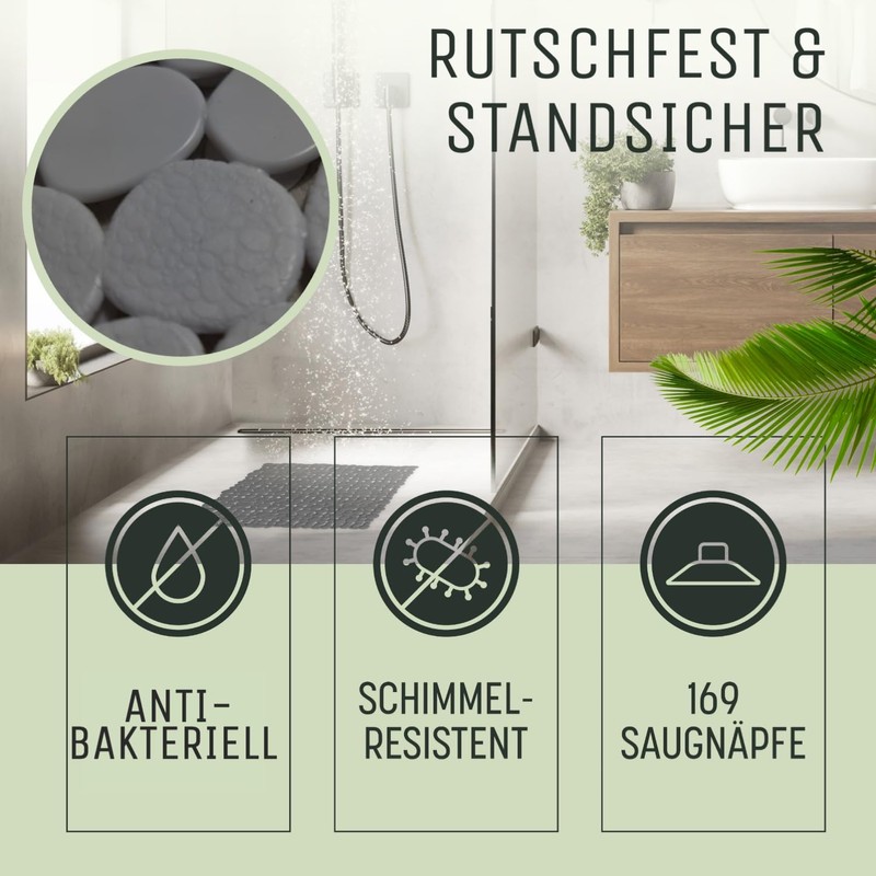 SilverRack Shower Mat Non-Slip 53 x 53 cm (Dark Grey