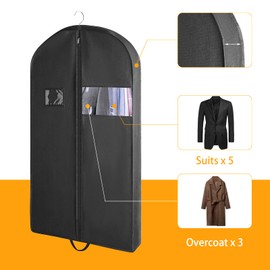 Suit Bags for Men Women,Foldable Suit Carrier Bag for Travel,Hanging Garment Bags,Zippered Suit Covers with Handles,Breathable Clothes Covers Protector Bags for Coat,Jacket,Dress (Black, 43")