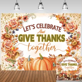 Let's Give Thanks Backdrop Fall utumn Harvest Festival Photography Backdrop