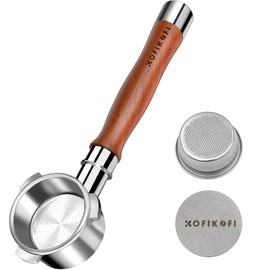 54mm Bottomless Portafilter 3 Ears, Bottomless Naked Portafilter Compatible with Breville/Sage Barista Express BES870/876/878/880/881/450/500/810/840, with Puck Screen and 18g Filter Basket - Rosewood