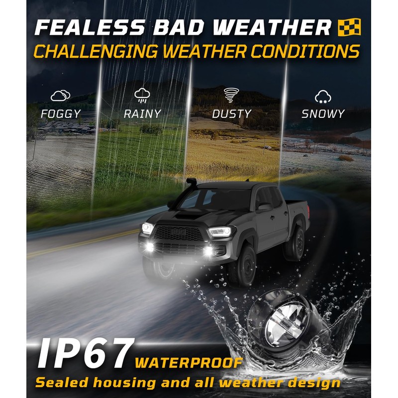 Tequison Unique 3-Mode 7000LM LED Fog Lights Kit for Tacoma
